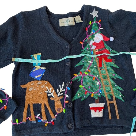 Design Options Phillip Jane Gordon Cardigan Santa Christmas Tree Lights Small - Picture 12 of 13